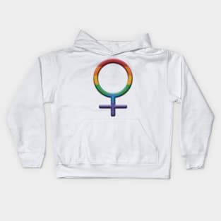 Rainbow Colored Round Lesbian Pride Female Gender Symbol Kids Hoodie